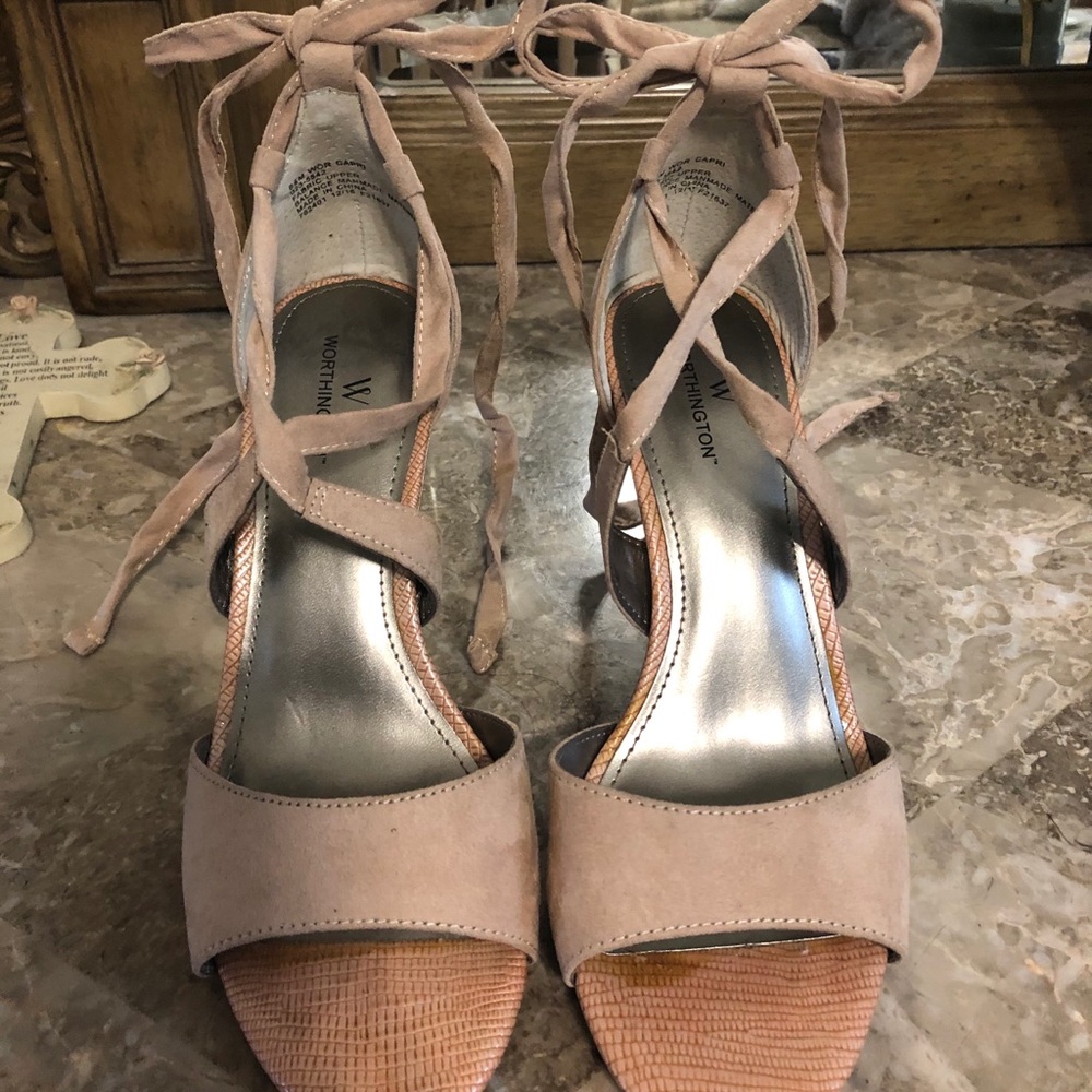 Tan/ cream tie up sexy  heels